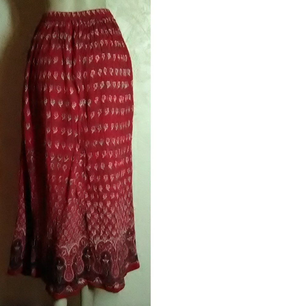 Neo Nostalgia  Red Print Boho Skirt Size S - Picture 2 of 6